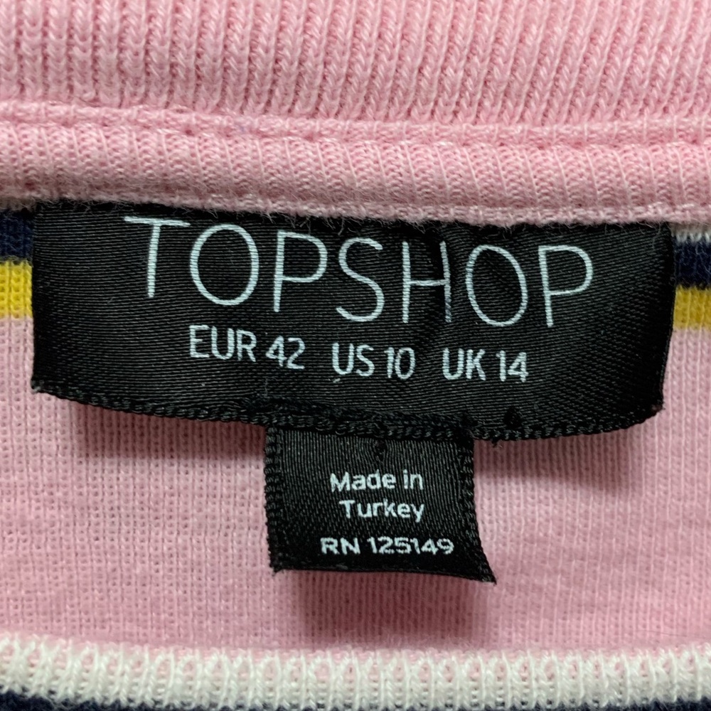 Topshop Pink Striped Long Sleeve Cropped Shirt - Picture 3 of 3